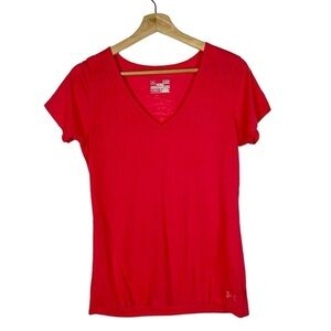 Under Armour Hot Pink Semi Fitted Burnout V-Neck Athletic T-Shirt S
